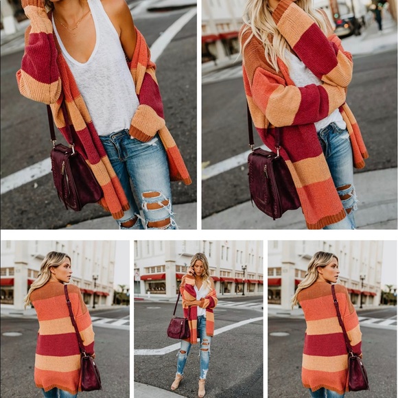 GRACEY’S / Color Block Oversized Pullover Cardigan - Picture 6 of 7